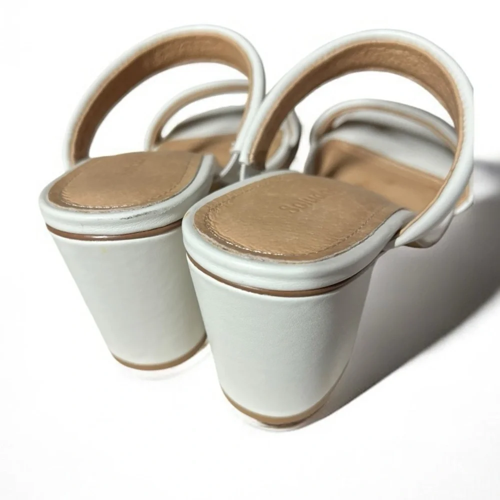🌻Soludos Ines White Leather Heels | Women's Size 7
